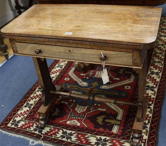 An early Victorian rosewood card table, W.76cm